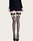Lace Garter Belt with Black Stockings
