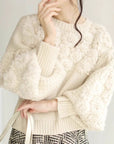 French Heavywork Chunky Floral Wool-Cashmere Sweater