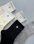 LULU reflective logo cotton socks (5 pairs)