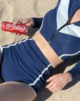 Korean-Style High-Waist Two-Piece Swimsuit with Tummy Coverage and Sun Protection