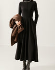 Mock Neck A-Line Dress