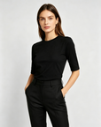 High-Stretch Cotton Half Sleeve Top