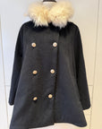 Mocha Fur-Collar Cape Coat