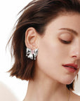 Sweet and Elegant Pink Zircon Butterfly Knot Earrings