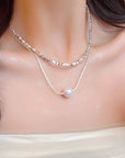 Silver Shimmer Layered Double Necklace