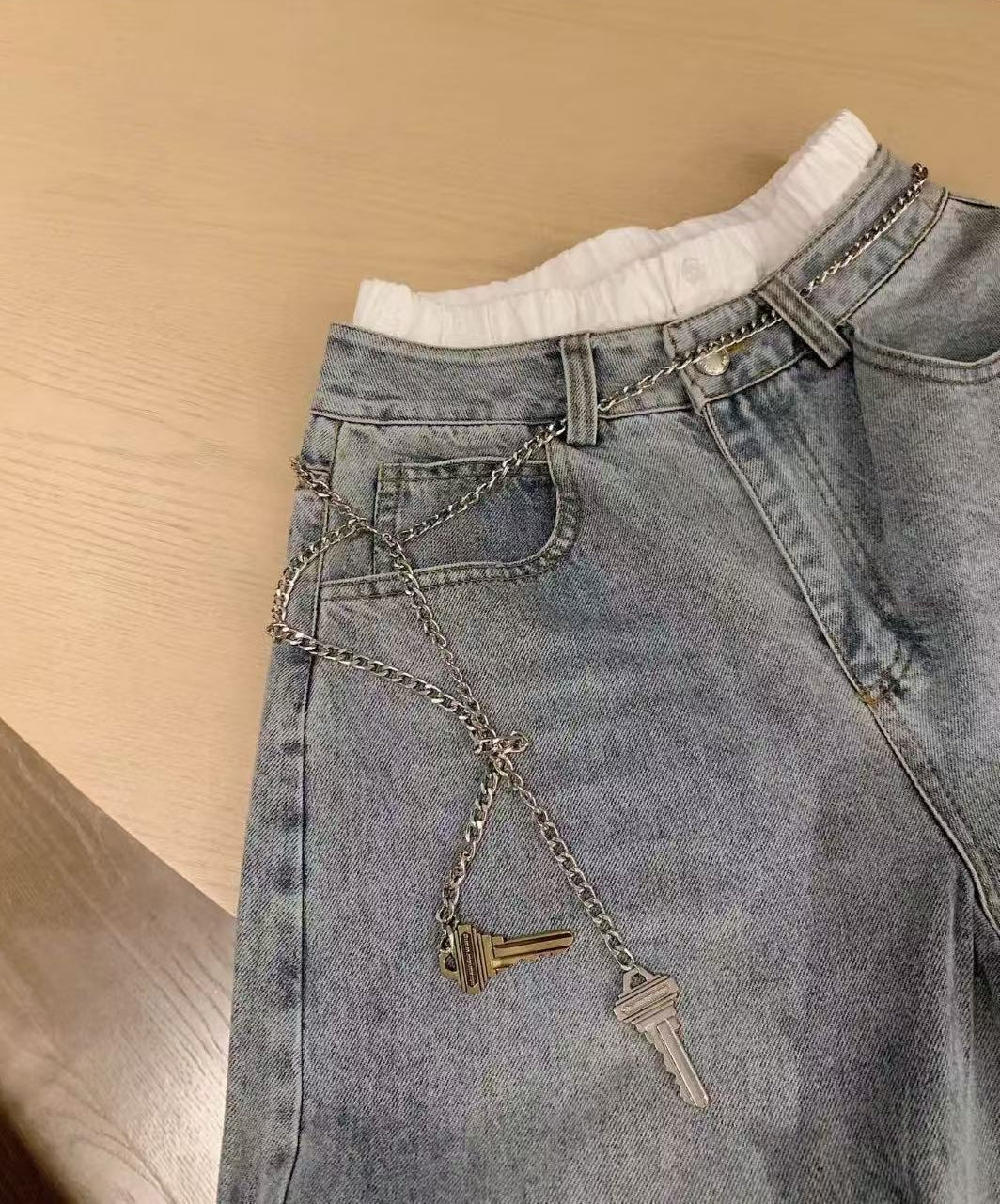 AW Rhinestone Curved Blade Pants (with Waist Chain)
