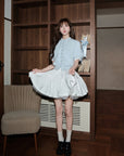 Slim-fit contrast knit top with faux layered design