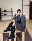 Wool-Silk Knitted Pleated Skirt Set