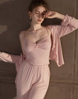 Modal Camisole Set with Sexy Built-in Bra Pads, Three-piece Home Wear Set