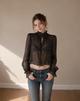 Korean Vintage Polka Dot Chiffon Blouse