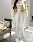 FF Textured Fleece-Lined Mink Wool Pants for Fall/Winter