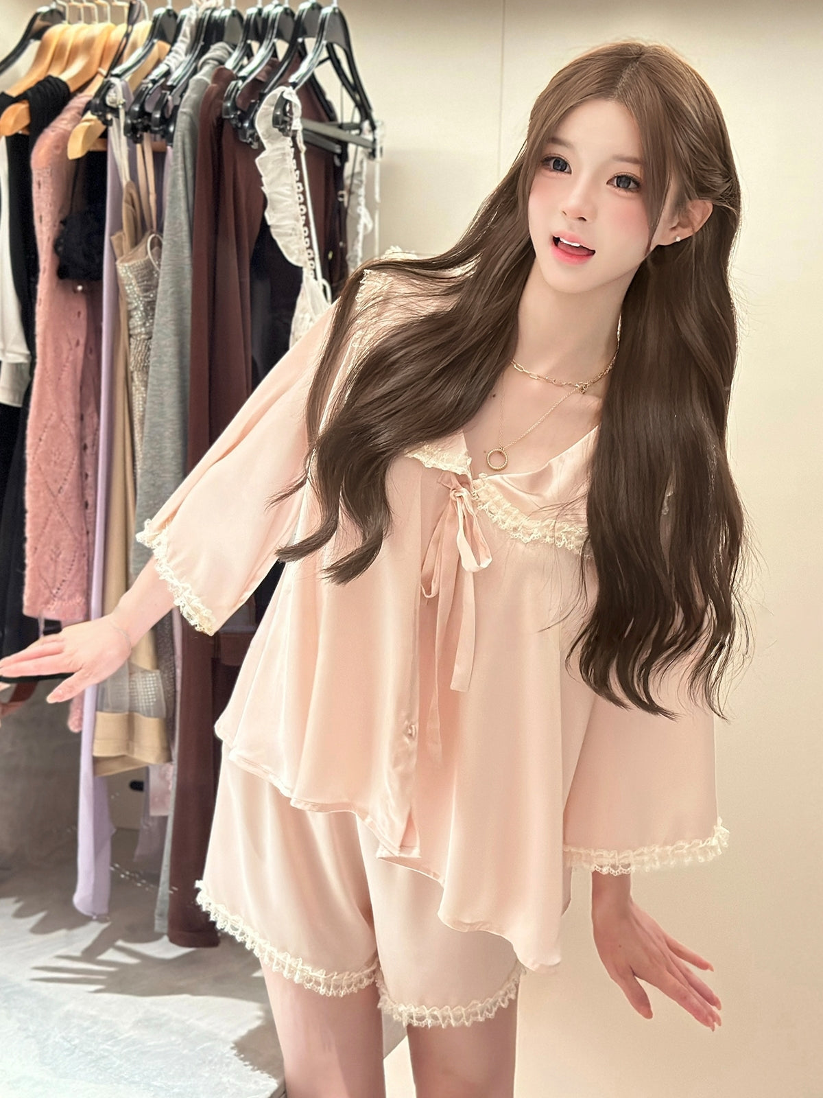 French silk loungewear with a sweet, feminine touch