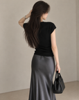 Minimalist Deep U-Neck Knit Top