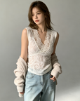 Korean Style Layered Lace V-Neck Camisole