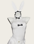 PU Maid Bunny Girl Lingerie Bodysuit (with Fishnet Stockings)