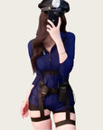 Elegant Officer-style Fitted Police Costume (with Stockings)