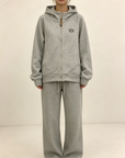 Fleece-Lined Thickened Hooded W Logo Zip Set