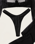 Sheer Long Sleeve Crop Top & Stocking Set