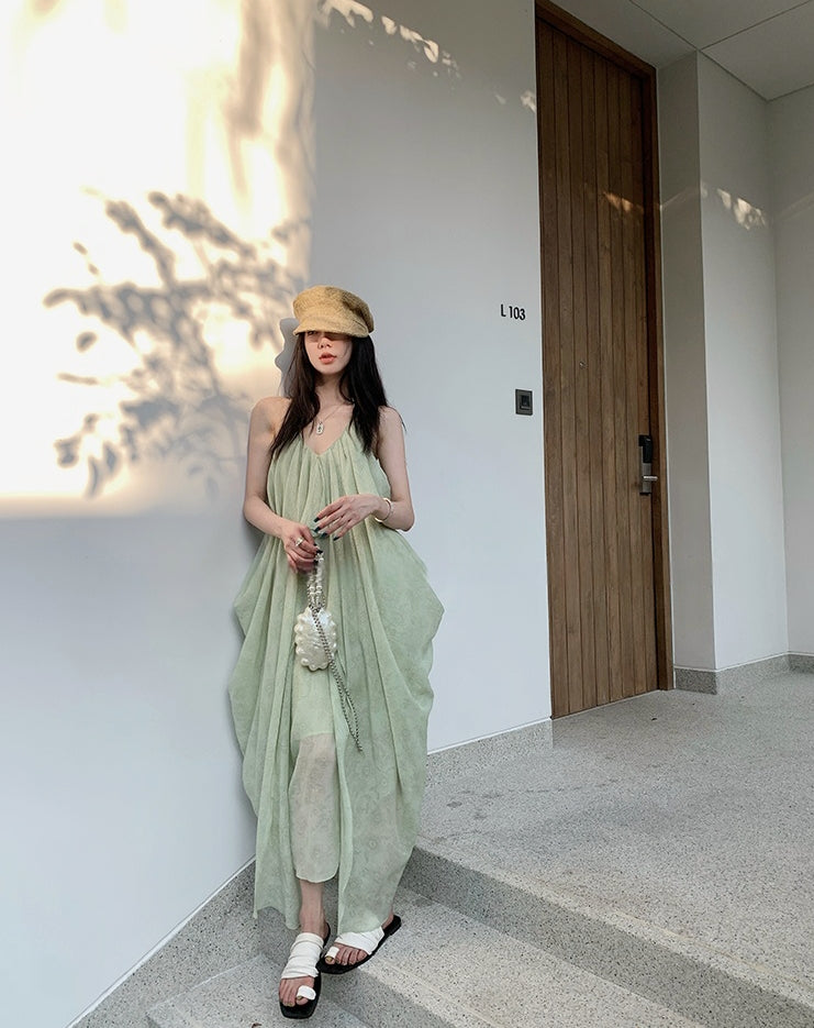 Tencel Airy Mid-Length Beach Dress