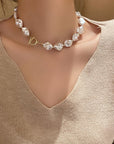Vintage Rare Glowing Baroque Pearl Collar Necklace