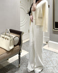 FF Textured Fleece-Lined Mink Wool Pants for Fall/Winter