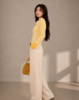 Contrast Wave-Edge Knit Cardigan