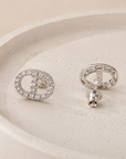 Full pavé stud earrings with a chic, luxe look