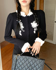 Textured Knit Embroidered Cropped Top