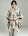 Faux Fur Trimmed Cape Coat