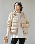 Heavyweight Recommendation 90% White Duck Down Knit Hooded Puffer Jacket