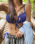 Royal Blue Tie-Front Push-Up Bikini Set