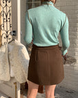 Merino Wool High-Neck Slim Fit Knit Top