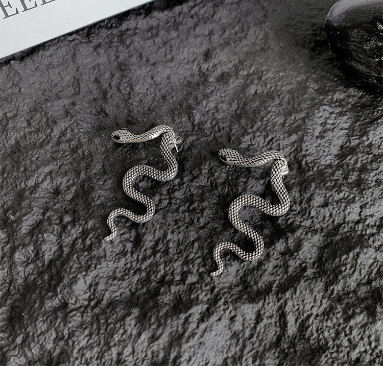 Dark Aesthetic Snake-Shaped Rhinestone Earrings