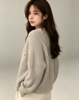 Orb Embroidered Heavy Knit Cardigan