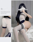 One-Piece Semi-transparent Student Sexy Underwear (With Student Socks)