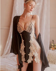Lace V-neck Camisole Nightdress + Robe 2-Piece Set