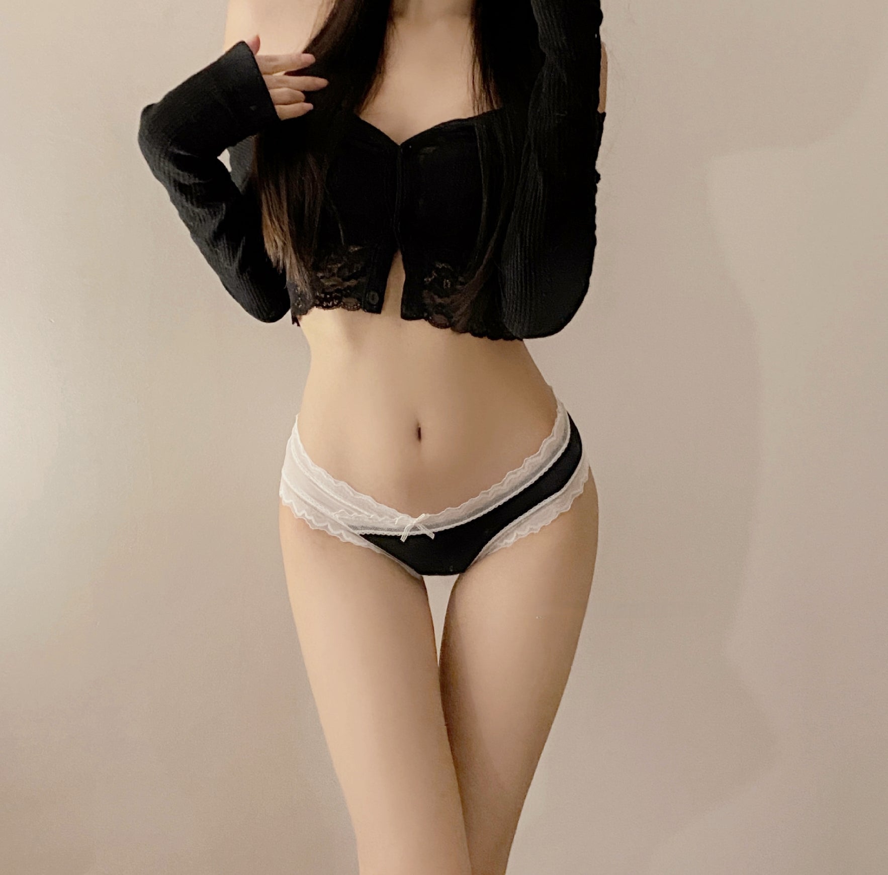 Low-Rise Lace Patchwork Cotton Panties