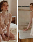 Silk Lace Skin-friendly Nightdress + Robe Set
