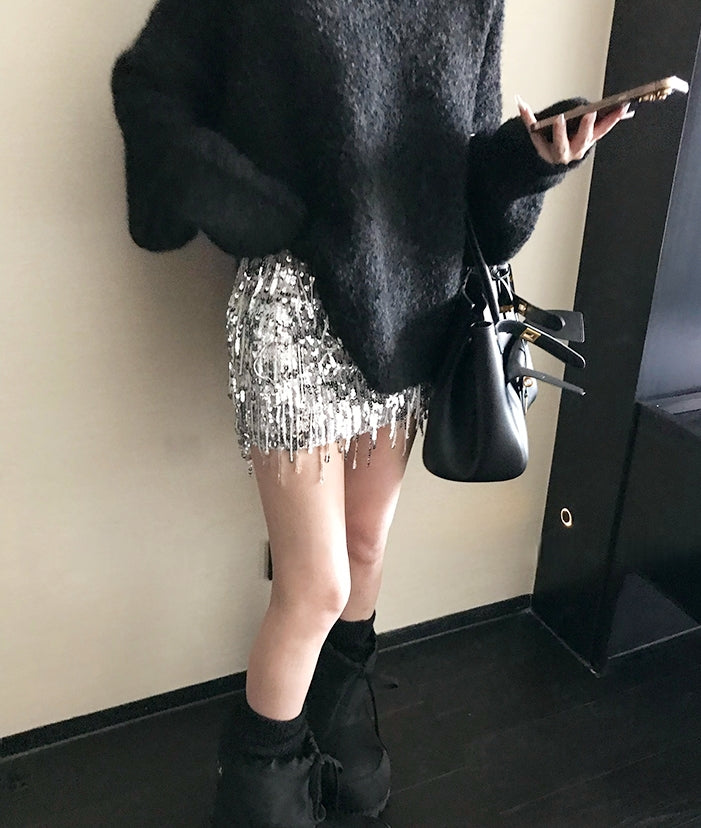 Deluxe Sequin Fringe Skirt