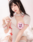 Open-Front Cross-Back Cutout Nurse Lingerie Costume (with Stockings)