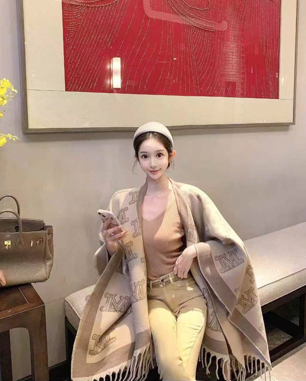 100% Pure Cashmere Oversized Fringe Shawl/Scarf