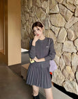 Wool-Silk Knitted Pleated Skirt Set