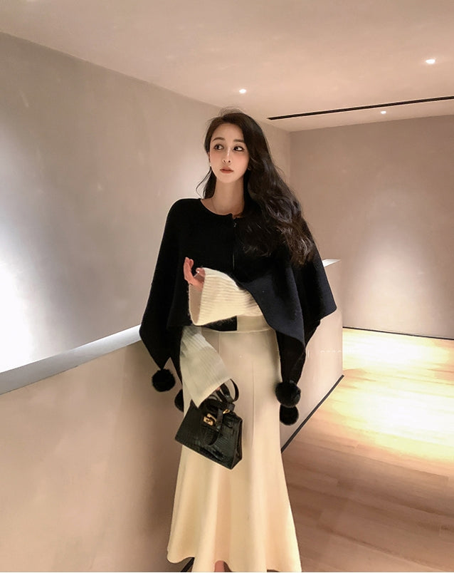 Thick Knit High-Waisted Fishtail Skirt