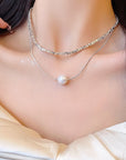 Silver Shimmer Layered Double Necklace