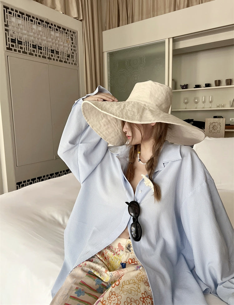 Striped Long-Sleeve Shirt + Shorts Set