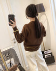Rouje Kelly Embroidered Knit Cardigan in Maillard Tones