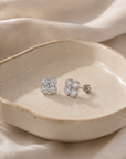 925 Silver Four-Leaf Clover Rhinestone Stud Earrings