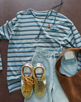Korean-Style 3D Dachshund Striped Tee