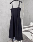 Linen Fabric Slip Dress Classic Little Black Dress