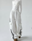 American-Style Quilted Diamond Pattern Blade-Cut Pants